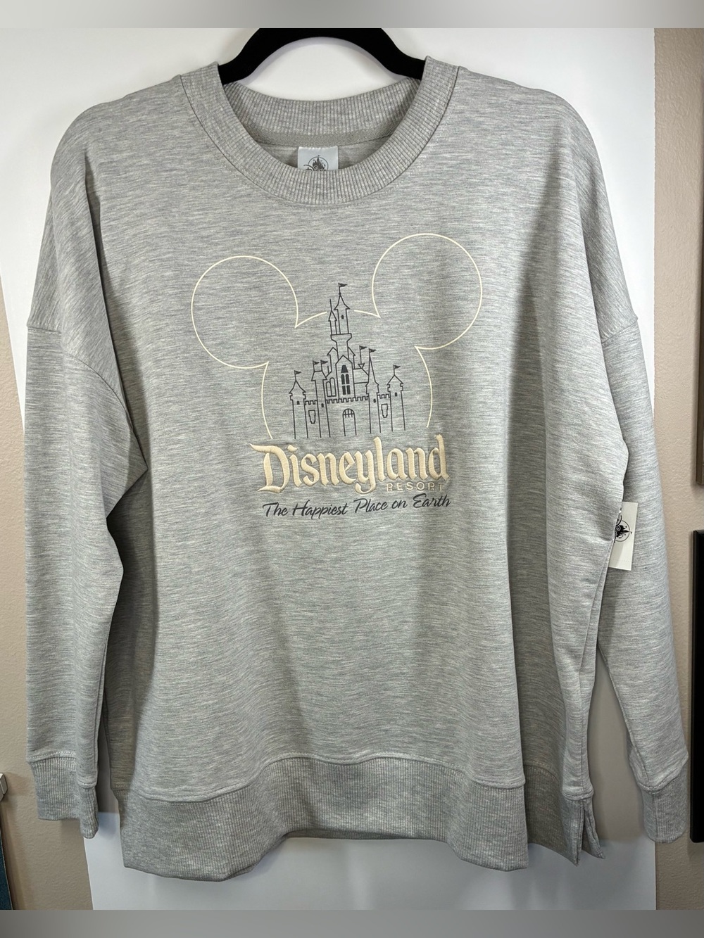 Disneyland Resort Mickey Castle Gray Oversized Sweatshirt Women's Large NWT